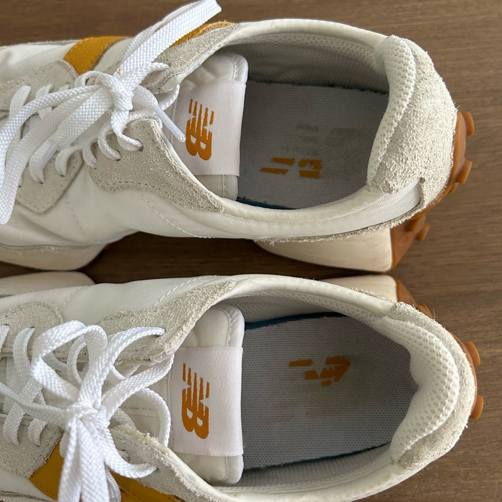 New Balance Beige White Orange Suede Retro Runner Sneakers - Picture 3 of 7